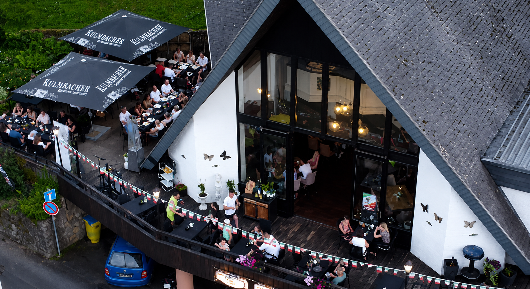 Abendstimmung auf der Terrasse des Restaurant Moena
